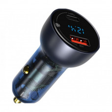 Car Charger 65W 1U1C — Baseus (CCKX-C0G) Particular Digital Display QC+PPS Dual Quick Charger Car Charger Gray
