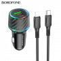 Car Charger & C to Lightning Cable PD30W QC3.0 — Borofone BZ21 — Black
