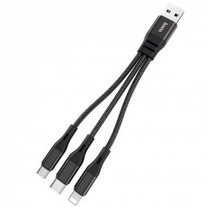 Cable 3 in 1 ( L , M , С ) 2A (1m) — Hoco X47 — Black