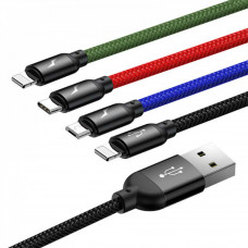 Baseus (CA1T4-A01) Fast 4-in-1 Cable For lightning(2) Type-C Micro 3.5A 1.2M Black — CA1T4-A01 Black