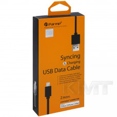Parmp Syncing MFI Lightning USB Cable (2m) — Black