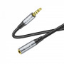 Cable Aux (Male to Female) (1m) — Hoco UPA20 — Metal Gray