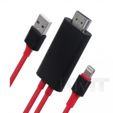 Lightning To Hdmi Cable HDTV — 1m — Red