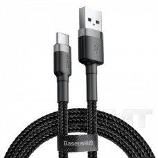 Baseus (CATKLF-B) cafule Cable USB For Type-C 3A 1m — CATKLF-BG1 Gray + Black