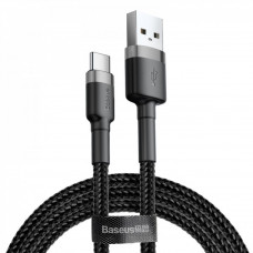 Baseus (CATKLF-A) cafule Cable USB For Type-C 3A 0.5m  — CATKLF-AG1 Gray + Black
