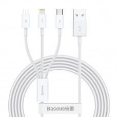 Baseus (CAMLTYS-02) Superior Series Fast Charging Data Cable USB to M+L+C 3.5A 1.5m — CAMLTYS-02 White