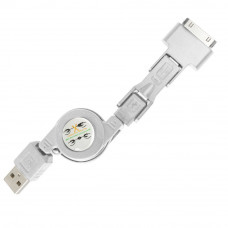 Кабель 3 in 1 ( D , MN , M ) 2A (1m) — Retractable White