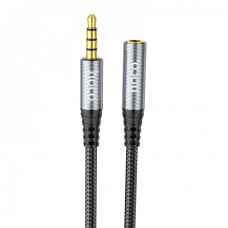 Cable Aux (Male to Female) (2m) — Hoco UPA20 — Metal Gray