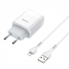 СЗУ и кабель Lightning « Hoco - C73A » (EU) (Lightning)(2 USB) — White