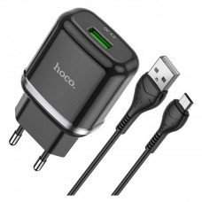 СЗУ и кабель Micro « Hoco - N3 Special » single port QC3.0 (Micro)(EU) — Black