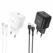 Home Charger EU | 30W | PD | C to C Cable (1m) — Hoco N32 Glory — black
