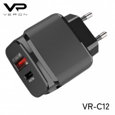 Home Charger Veron « VR-C12 » 2 USB 2.4A — Black