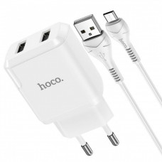 СЗУ и кабель Micro « Hoco - N7 Speedy» dual port (Micro)(EU) — White