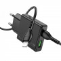 Home Charger | 20W | PD | QC3.0 | C to Lightning Cable (1m) — Hoco N38 — Black