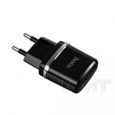 СЗУ и кабель Lightning « Hoco - C12 Smart » — 2 USB — 2.4A — (EU) Black