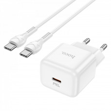 Home Charger EU | 30W | PD | C to C Cable (1m) — Hoco N32 Glory — white