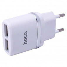СЗУ и кабель Lightning « Hoco - C12 Smart » — 2 USB — 2.4A — (EU) White