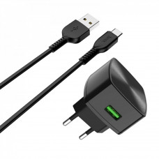 СЗУ и кабель Type C « Hoco - C70A » (EU) QC3.0 (1 USB) — Black
