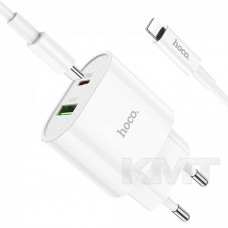 СЗУ и кабель Lightning « Hoco - C95A Lineal » PD20W+QC3.0 (Type-C to iP)(EU) — White