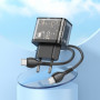 Home Charger | 20W | 2 PD | QC3.0 | C to C Cable (1m) — Hoco N34 Dazzling — Transparent Black