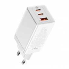 Home Charger EU | 65W | GaN3 | 1U | 2C | C to C Cable (1m) — Baseus (CCGP0501) Pro Fast Charger — CCGP050102 White