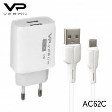 Home Charger Veron « AC62C» set (Type C) 2 USB 2.4A