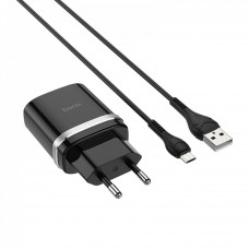СЗУ и кабель Micro « Hoco - C12Q Smart » QC3.0 (Micro)(EU) — Black