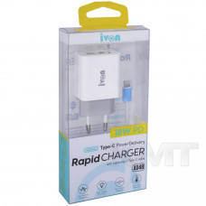 iVon (AD-48) PD Rapid Charger (18W) & Lightning to Type з Cable