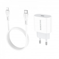 Home Charger | 2.1A | PD3.0 | C to Lightning Cable (1m) — Borofone BA61A — White