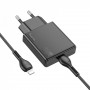 Home Charger | 20W | PD3.0 | C to Lightning Cable (1m) — Hoco N37 — Black