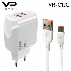 Home Charger Veron « VR-C12C» set (Type C) 2 USB 2.4A — White