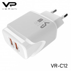 Home Charger Veron « VR-C12 » 2 USB 2.4A — White
