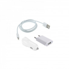 Apple 3 in 1 DLS-T27 Home & Car Charger Set (Lightning) (1 USB)(2.1 A) — White
