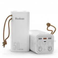 Yoobao H5 Power Bank — 50000 mAh SCP22.5W/PD20W Ultra-High Capacity PD Charger; Type-C Input/Three Output/LED Flashlight; Executive — White